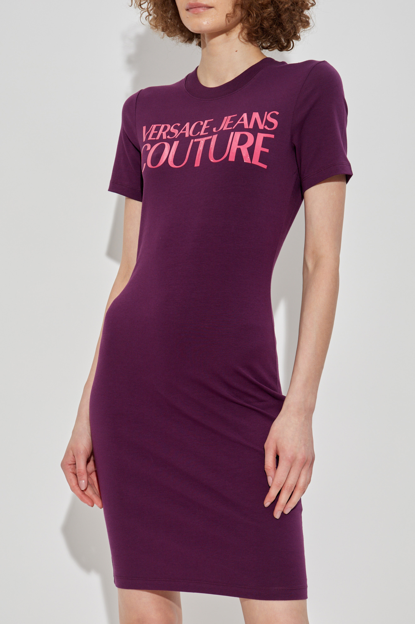 【関税&送料込】Versace Jeans Couture Sweatshirt Dress With Baroque Buckle Sweatshirt Dress Black,Print | VERSACE CA